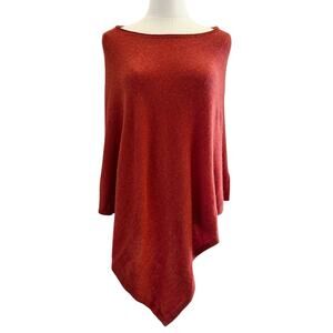 Rachel & Zoe 2 Ply 100% Cashmere OS Cape Shawl Wrap Terra Cotta Soft Warm Class